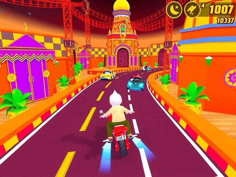 Spicy Dal Sprint game screenshot showing colorful Indian-themed racing track